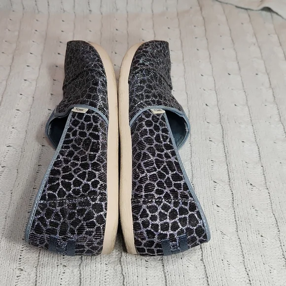 Toms Black Snake w/Silver Glitter Light Blue 8.5W Casual - Picture 4 of 8